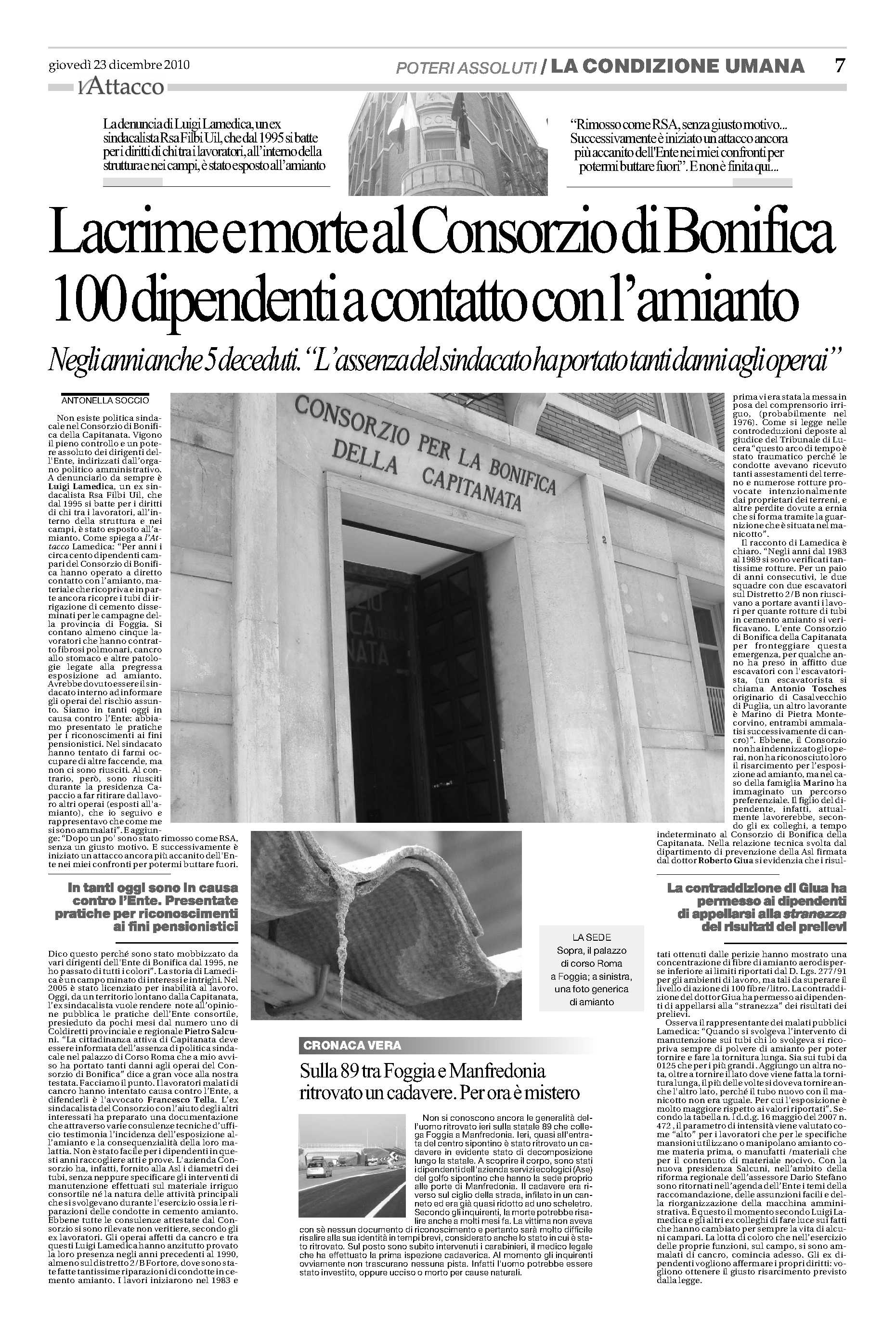 23.12.2010 Arti. di Lamedica L. e Consorzio